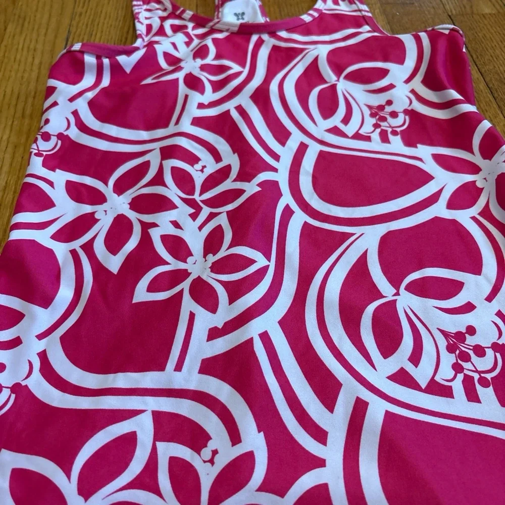 Old Navy Pink and White Floral Athletic Tank Top - Picture 2 of 4